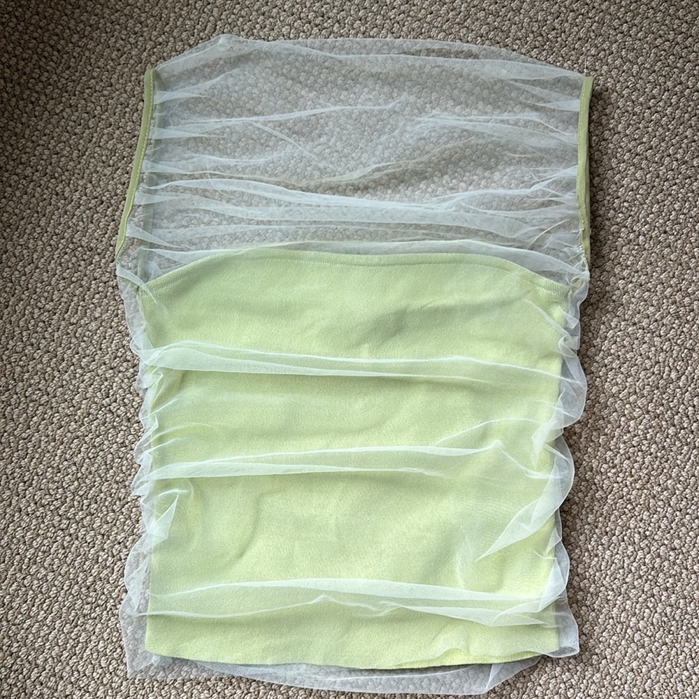 Zara Ruched Tulle Tank Top Large NWT